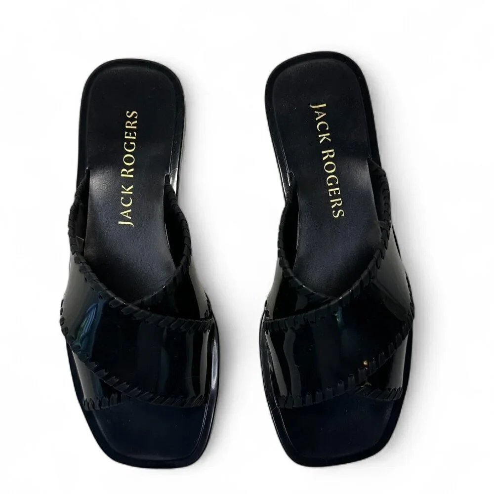 JACK ROGERS Sloane X Band Jelly Sandals, Black, Sz 7, NEW IN BOX